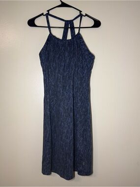 Eddie Bauer Navy Patterned Halter Midi Dress